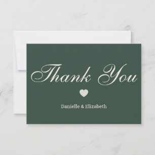 Elegant Green Wedding Thank You Card