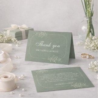 Elegant Green Wedding Thank You Card