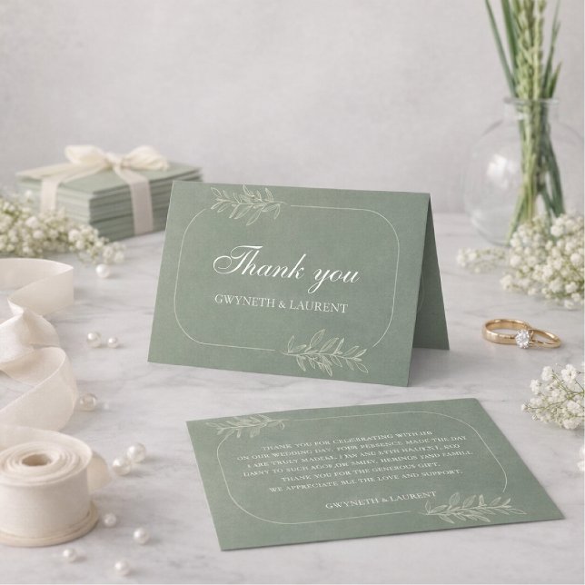 Elegant Green Wedding Thank You Card (Creator Uploaded)