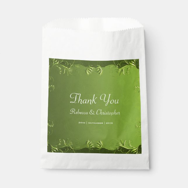 Elegant Green Wedding Thank You Favour Bags (Front)