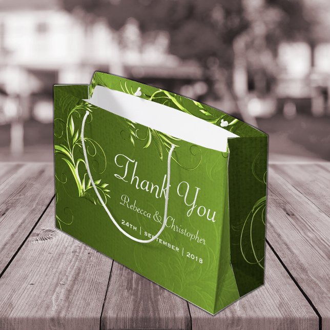 Elegant Green Wedding Thank You Large Gift Bag (Creator Uploaded)