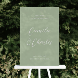 Elegant Green Wedding Welcome Acrylic Sign