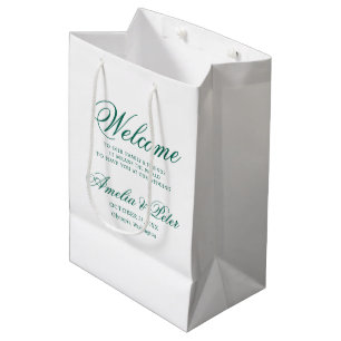 Elegant Green Wedding Welcome Medium Gift Bag