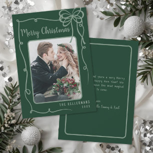 Elegant Green Whimsical Merry Christmas Holiday Card