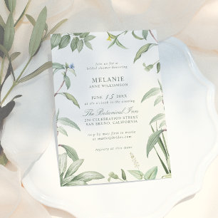 Elegant Green & White Botanical Bridal Shower Invitation