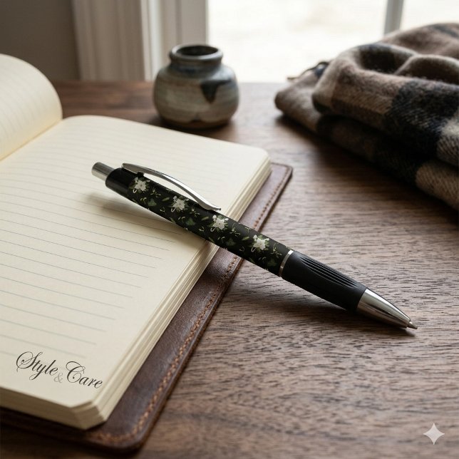 Elegant Green White Floral Pattern Emmy Pen Design (Elegant Green White Floral Pattern Emmy Pen Design)