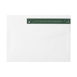 Elegant Green+White Stars Wraparound Address Label