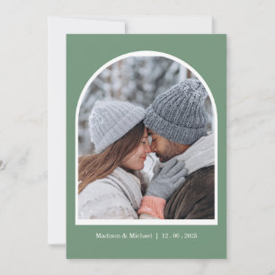 Elegant Green Winter Botanical Wreath Wedding Save The Date