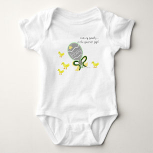 Elegant Green Yellow Baby Rattle Hospital Name Bodysuit