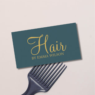 Elegant Green Yellow Pastel Hair Salon  Business Card