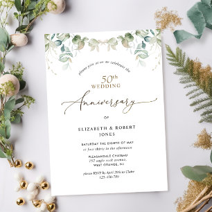 Elegant Greenery 50th Wedding Anniversary Invitation