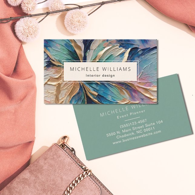 Elegant Greenery Abstract Leaf Business Card (Creator Uploaded)