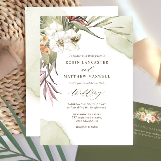 Elegant Greenery and Green Watercolor Wedding Invitation (Creator Uploaded)
