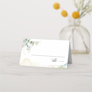 Elegant Greenery and Watercolor Wedding Place Card