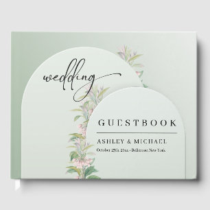Elegant greenery arch spring blush floral wedding guest book