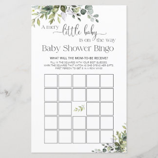 Elegant Greenery Baby Shower Game Bingo