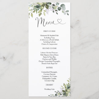 Elegant Greenery Baby Shower Menu