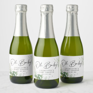 Elegant Greenery Baby Shower Mini Champagne Labels