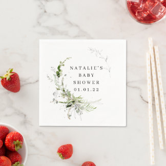Elegant Greenery Baby Shower Napkin