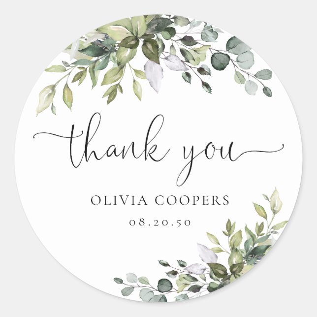 Elegant Greenery Baby Shower Sticker (Front)