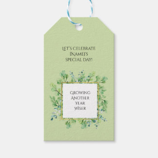 Elegant Greenery Birthday Custom Botanical Favour Gift Tags