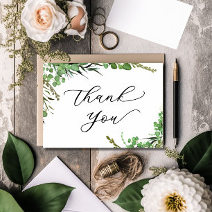 Elegant Greenery Birthday Thank You Card