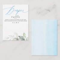 Elegant Greenery Blue Diaper Raffle Ticket