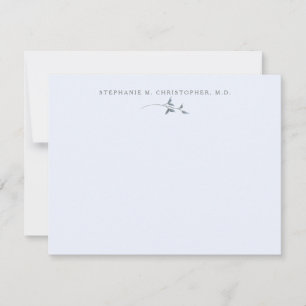 Elegant Greenery Blue Personalised Stationery Card