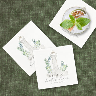 Elegant Greenery  Boho Script Paper Napkin