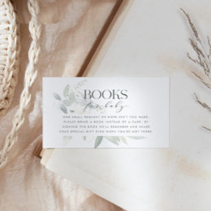 Elegant Greenery Books for Baby Enclosure Card