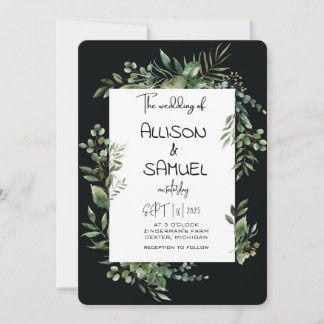Elegant Greenery Border Wedding Invitation