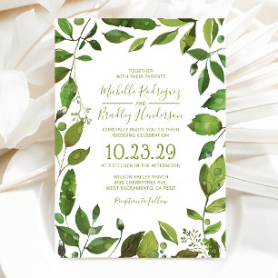 Elegant Greenery Botanical Foliage Wedding Invitation