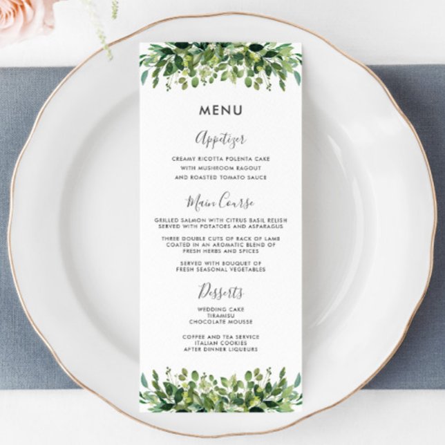 Elegant Greenery Botanical Foliage Wedding Menu (Creator Uploaded)