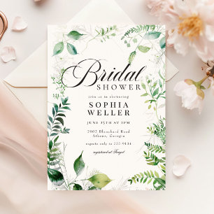 Elegant Greenery Botanical Garden Bridal Shower Invitation