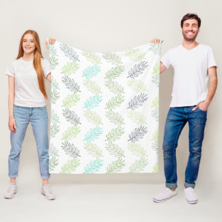Elegant Greenery Botanical Tropical Leaves Pattern Fleece Blanket
