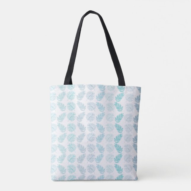 Elegant Greenery Botanical Tropical Leaves Pattern Tote Bag (Back)