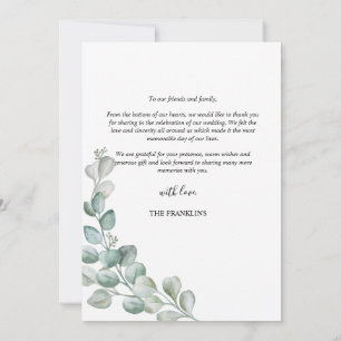 Elegant Greenery Botanical Watercolor Thank You Card
