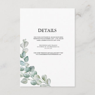 Elegant Greenery Botanical Wedding Enclosure Card