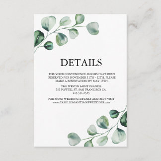 Elegant Greenery Botanical Wedding Enclosure Card