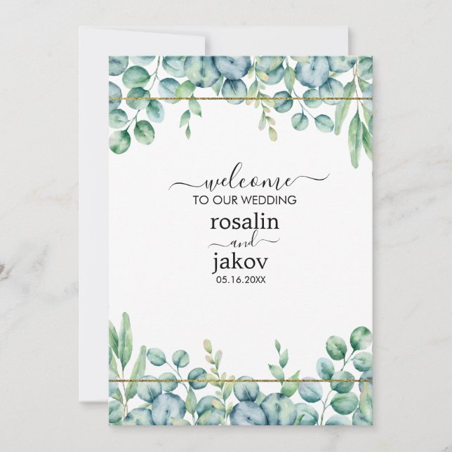 Elegant Greenery Botanical wedding Invitation (Front)