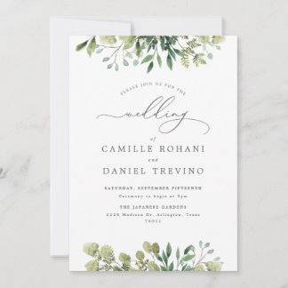 Elegant Greenery Botanical Wedding Invitation