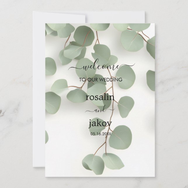 Elegant Greenery Botanical wedding Invitation (Front)