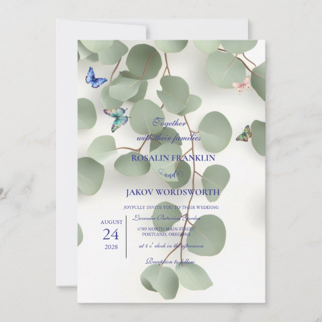 Elegant Greenery Botanical wedding Invitation card (Front)