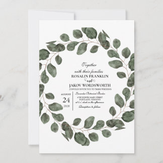 Elegant Greenery Botanical wedding Invitation card