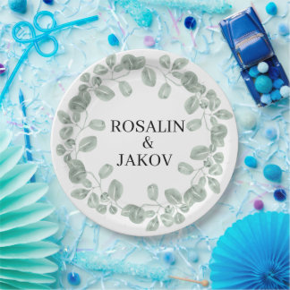 Elegant Greenery Botanical wedding Paper Plate
