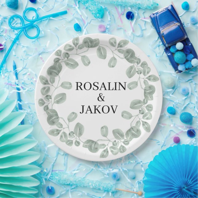 Elegant Greenery Botanical wedding  Paper Plate (Party)