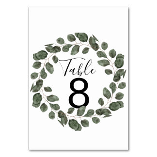 Elegant Greenery Botanical Wedding Table Number