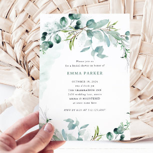Elegant Greenery   Bridal Shower Invitation