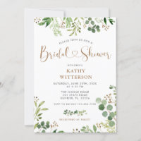 Elegant Greenery Bridal Shower Invitation
