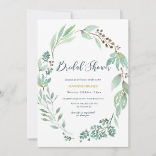 Elegant Greenery Bridal Shower Invitation